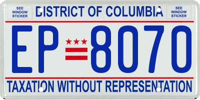 DC license plate EP8070