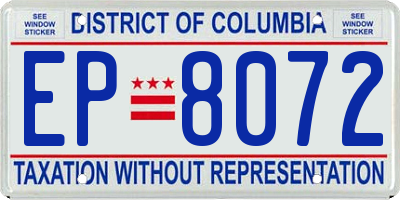DC license plate EP8072