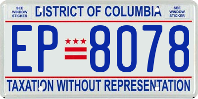 DC license plate EP8078