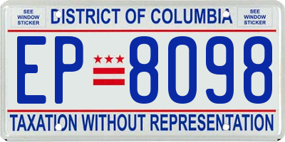 DC license plate EP8098