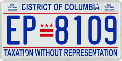DC license plate EP8109