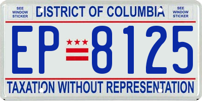 DC license plate EP8125