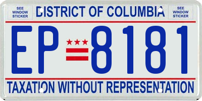 DC license plate EP8181