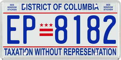 DC license plate EP8182