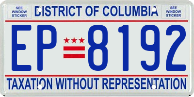 DC license plate EP8192