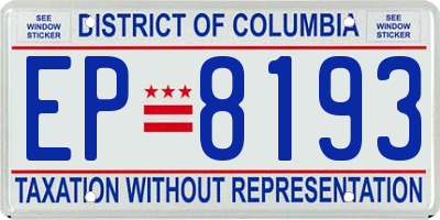 DC license plate EP8193