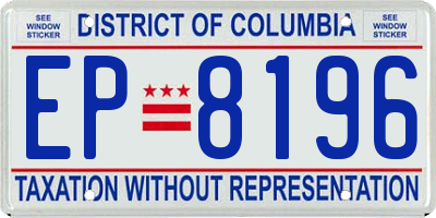 DC license plate EP8196