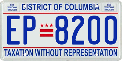 DC license plate EP8200