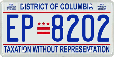 DC license plate EP8202