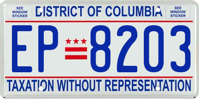 DC license plate EP8203
