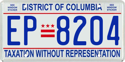 DC license plate EP8204