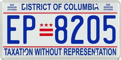 DC license plate EP8205