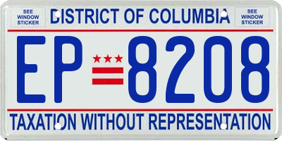 DC license plate EP8208