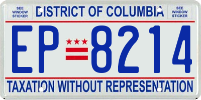 DC license plate EP8214