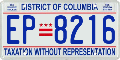 DC license plate EP8216