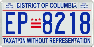 DC license plate EP8218
