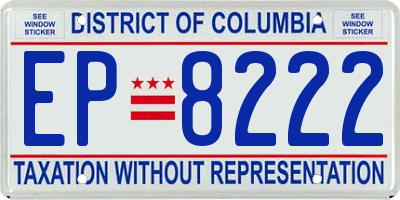 DC license plate EP8222