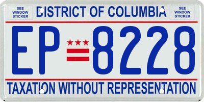 DC license plate EP8228