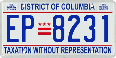DC license plate EP8231