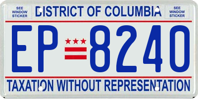 DC license plate EP8240
