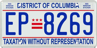 DC license plate EP8269