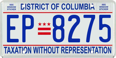 DC license plate EP8275