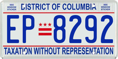 DC license plate EP8292