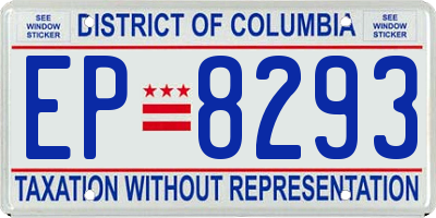 DC license plate EP8293