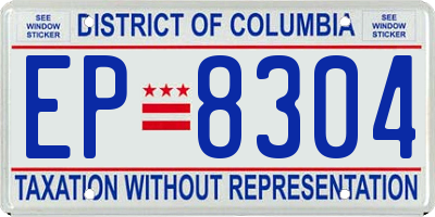 DC license plate EP8304
