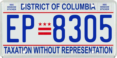 DC license plate EP8305