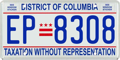 DC license plate EP8308