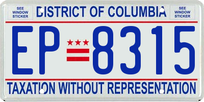 DC license plate EP8315