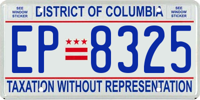 DC license plate EP8325
