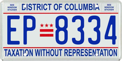 DC license plate EP8334