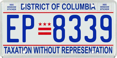 DC license plate EP8339
