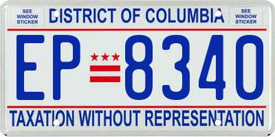 DC license plate EP8340