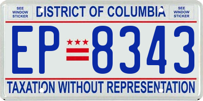DC license plate EP8343