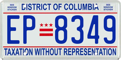 DC license plate EP8349