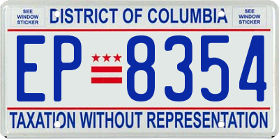 DC license plate EP8354