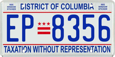 DC license plate EP8356