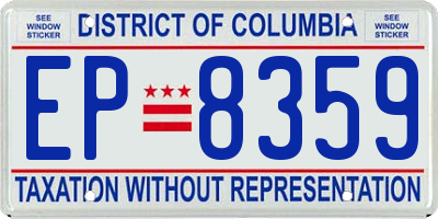 DC license plate EP8359