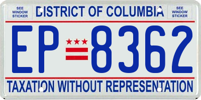 DC license plate EP8362