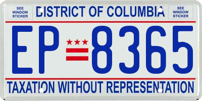 DC license plate EP8365