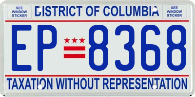 DC license plate EP8368