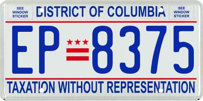 DC license plate EP8375