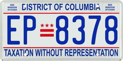 DC license plate EP8378