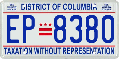 DC license plate EP8380