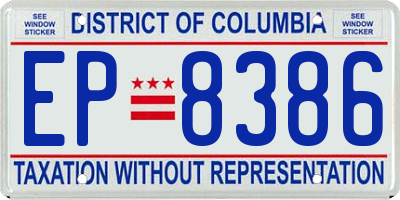 DC license plate EP8386