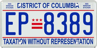 DC license plate EP8389