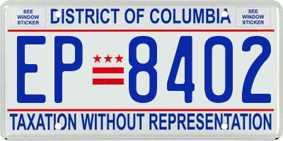 DC license plate EP8402